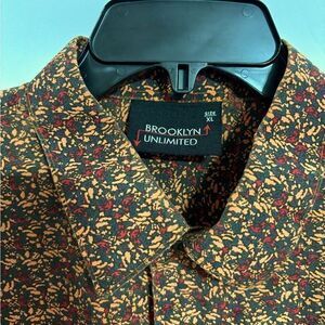 Brooklyn Unlimited Shirt Mens XL Floral Button Front long Sleeve Linen‎